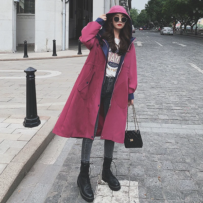 Женский плащ с капюшоном длинным рукавом на осень/зиму | Женская одежда