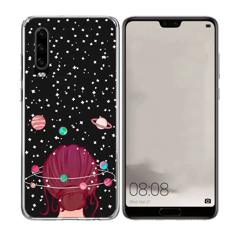 Мягкий ТПУ силиконовый чехол для телефона с изображением планеты Космос huawei P30 P20
