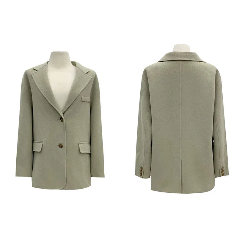 

BETHQUENOY Wollen Plus Size Blazers Women Coats Khaki Long Christmas Clothes Chaquetas De Mujer Veste Femme 2020 Paszcz Damski