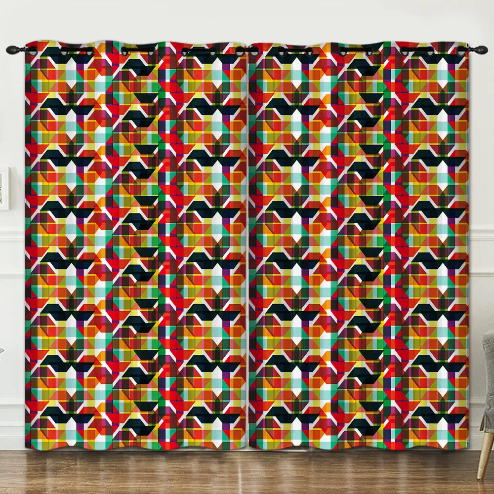 

Colorful geometry room decoration curtain background decoration cloth pink curtains luxury 14