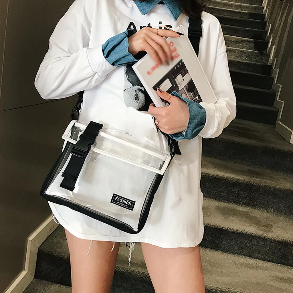 

Messenger Bag Girls Fashion Transparent Street Personality Versatile Shoulder Messenger Bag Mar25