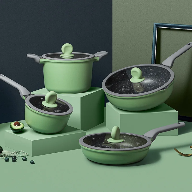 

Maifanshi non stick pot smokeless wok frying pan gas induction cooker general purpose kitchen cookware pots and pans set