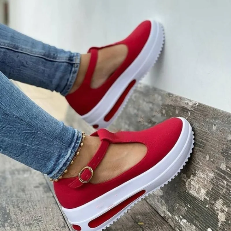 

Women Fashion Platform T-Shaped Design Casual Sandals Women Shoes Womens Platform Heels PU Leather Zapatos De Mujer HC992