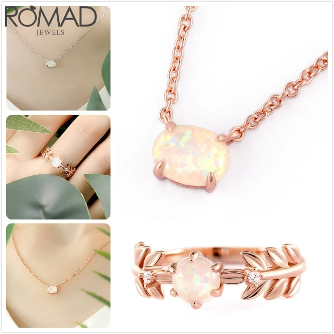 ROMAD огненный опал ожерелье для женщин свадебное драгоценный камень подвеска