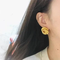 boho handmade beads mesh circle stud earrings for women golden statement earring female punk brincos wholesale 2020