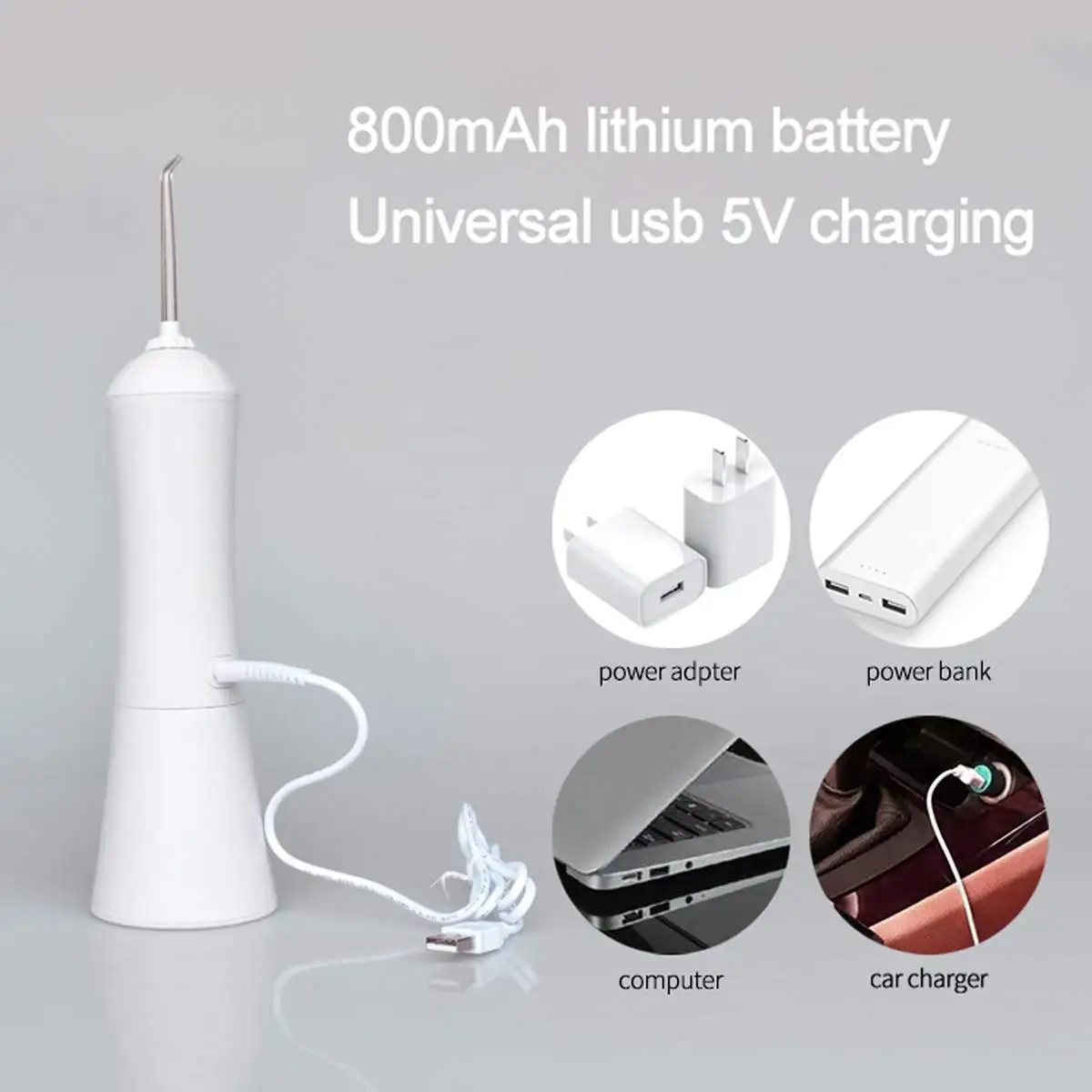 

230ml 3 Modes Cordless Oral Irrigator Portable Water Dental Flosser USB Rechargeable Water Jet Floss Tooth Pick 3 Jet Tips