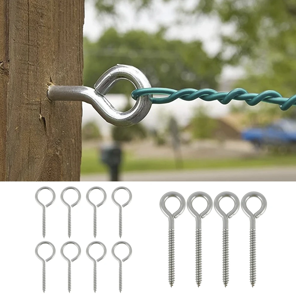 

5/10Pcs Eyelet Hook Stainless Steel Screws Eye Hooks Self Tapping Screws Eye Bolts Eyelet Hooks for Swing Hammock