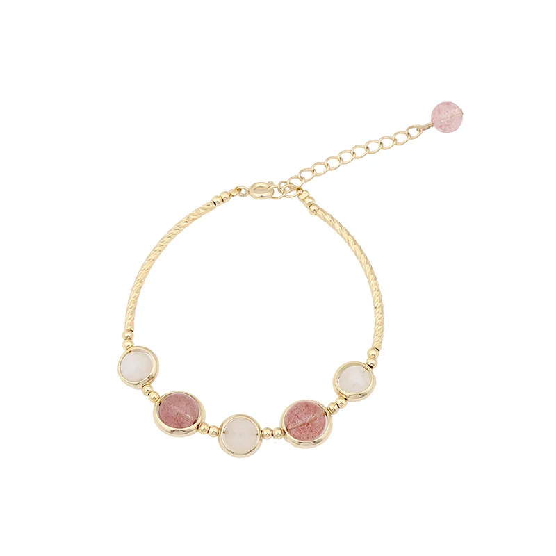 

CH-935 Crystal Bracelet Copper Plated Real Gold Bracelet Natural Strawberry Crystal Crystal Pink Crystal Light Luxury Bracelet