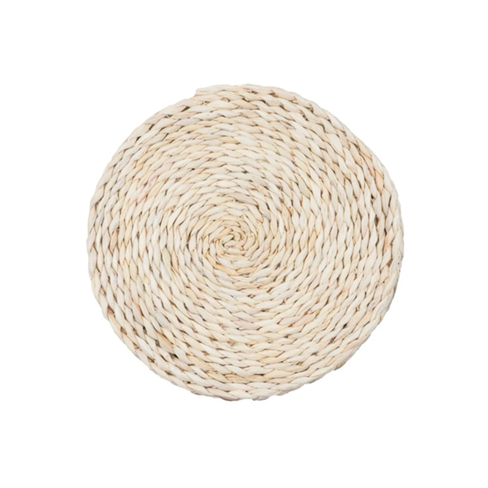 

1pc Natural Corn Straw Woven Placemats Round Rattan Dining Table Mats Heat Insulation Pot Holder Cup Coaster Kitchen Accessories