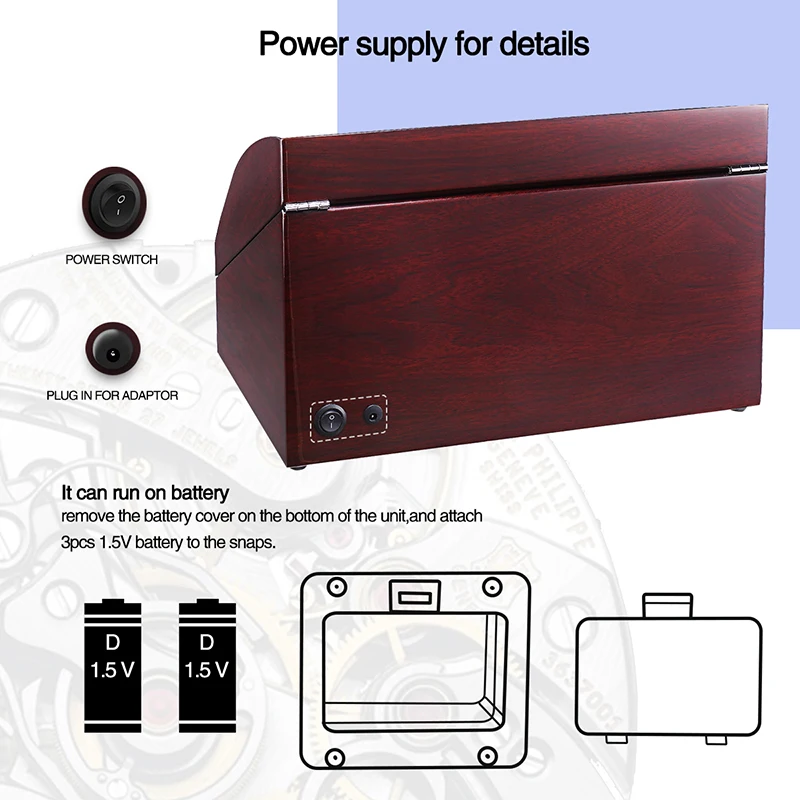 Чехол-подставка для часов автоматический вращающийся держатель с пятью моторами