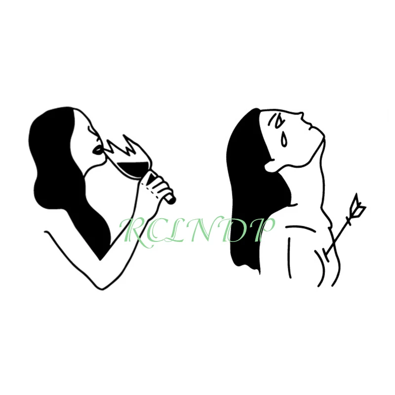 Водостойкая Временная тату наклейка сексуальная любовь ожерелье наклейки флэш