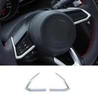 car detector sticker abs chrome steering wheel interior kit trim lamp frame 2 pcsset for mazda cx 3 cx3 2017 2018