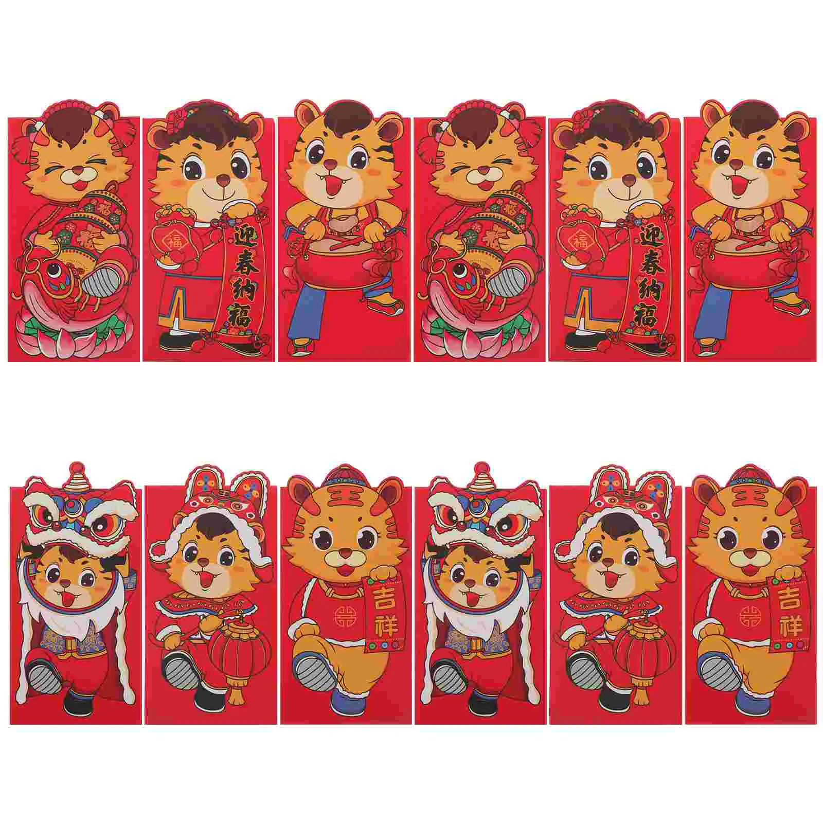 

18Pcs Festive Tiger Year 2022 New Year Festival Cartoon Red Pocket for Kids