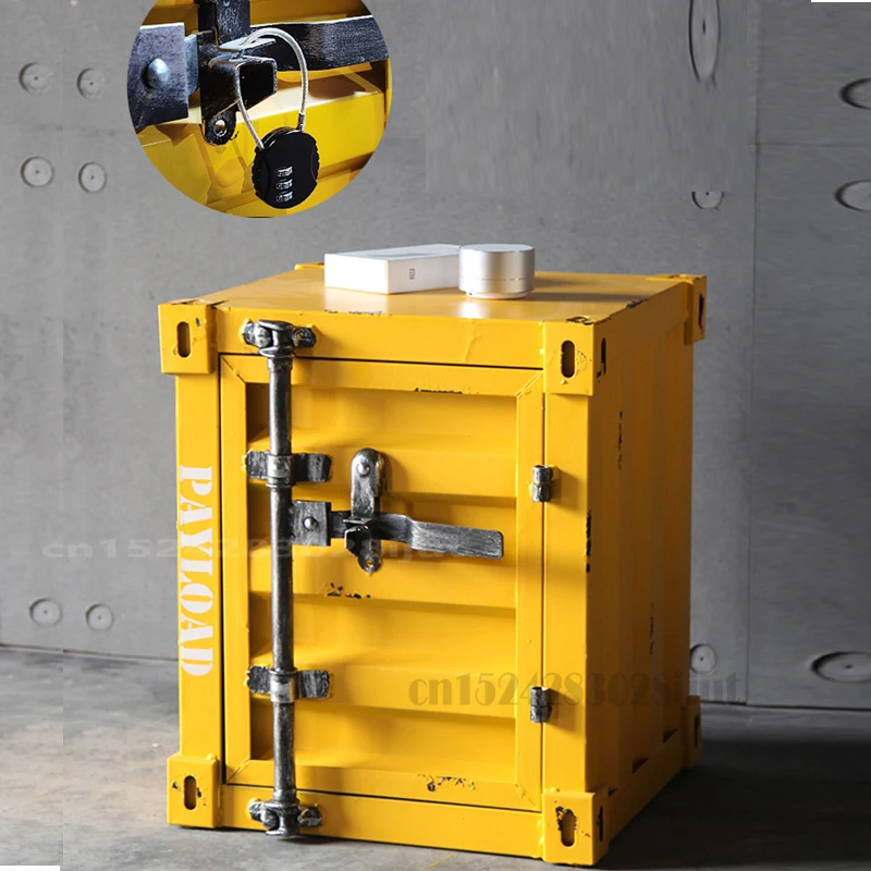 

Шкафчик в промышленном стиле, кованый железный контейнер, прикроватный столик, шкаф с замком, креативный прикроватный шкаф