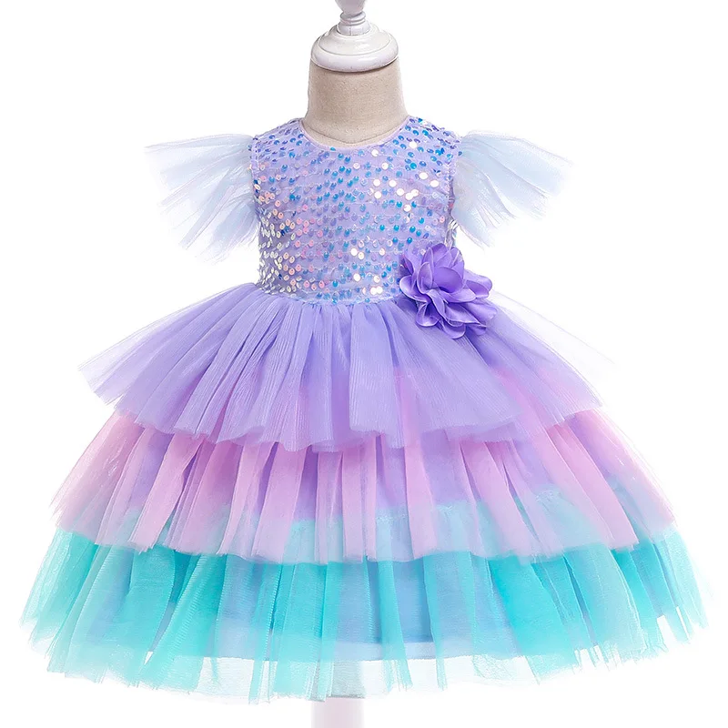 

Girls princess dress Girls sequin tutu dress Cute princess dress girl Cake skirt lotus leaf sleeve kids dresses for girls