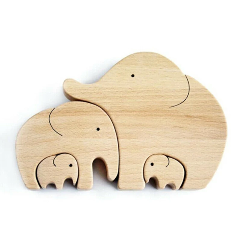 

Elephant Wooden Decoration Elephant Mother And Child—Mother's Day Gift Small Rounded Edges Without Cutting Hands Home Desktop