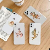 angel vintage oil painting cute phone case transparent soft for iphone 5 5s 5c se 6 6s 7 8 11 12 plus mini x xs xr pro max