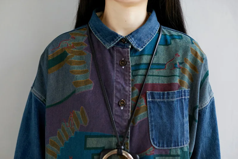 

Helisopus New Korean Style Loose Denim Long Jacket Women Washed Retro Jeans Coat Mid-Length Single-Breasted Oversized Outerwear