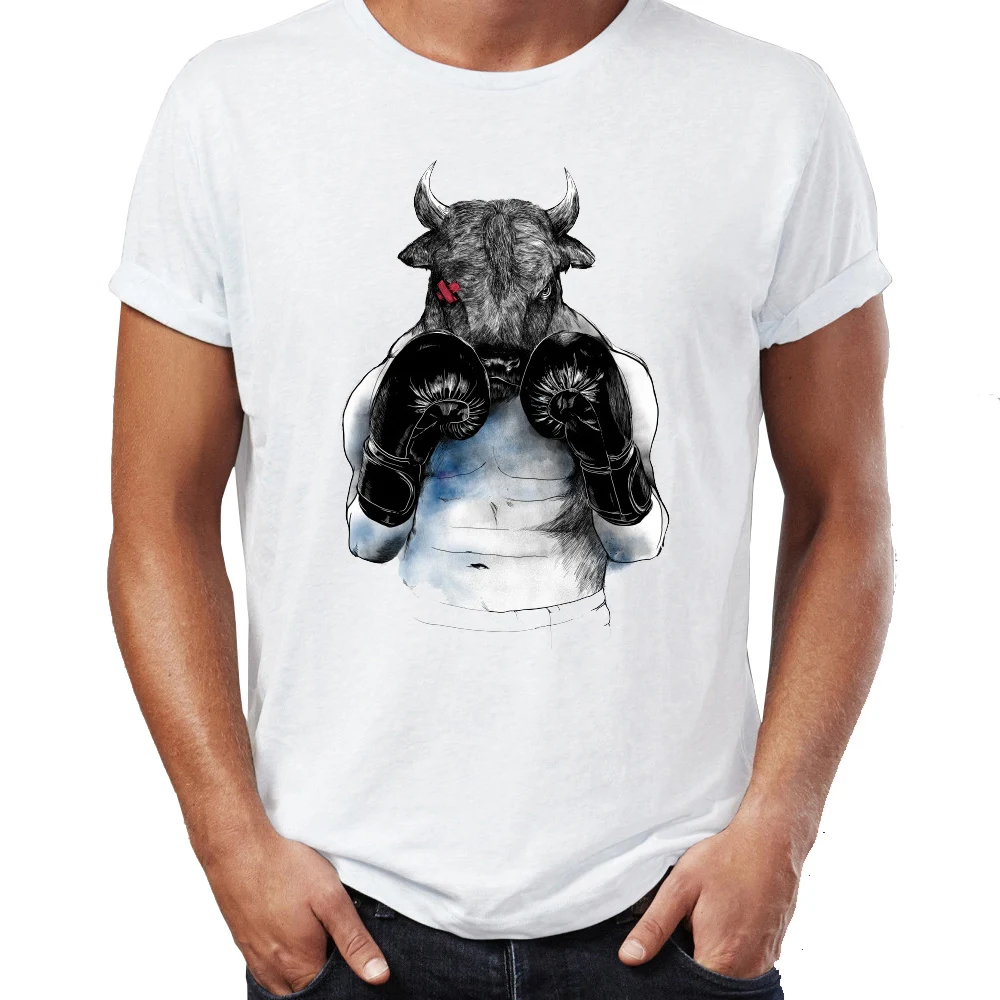 2019 Модная креативная графическая футболка с глазами бушующего быка победившей