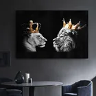 Черно-белая Картина на холсте с изображением короля льва картины с животными для гостиной современный домашний Декор без рамки настенное искусство
