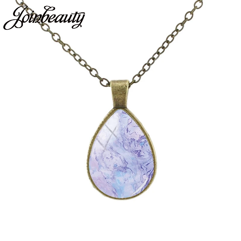 JOINBEAUTY Мрамор текстура ожерелье с подвеской каплей Стекло кабошон Фото Кулон
