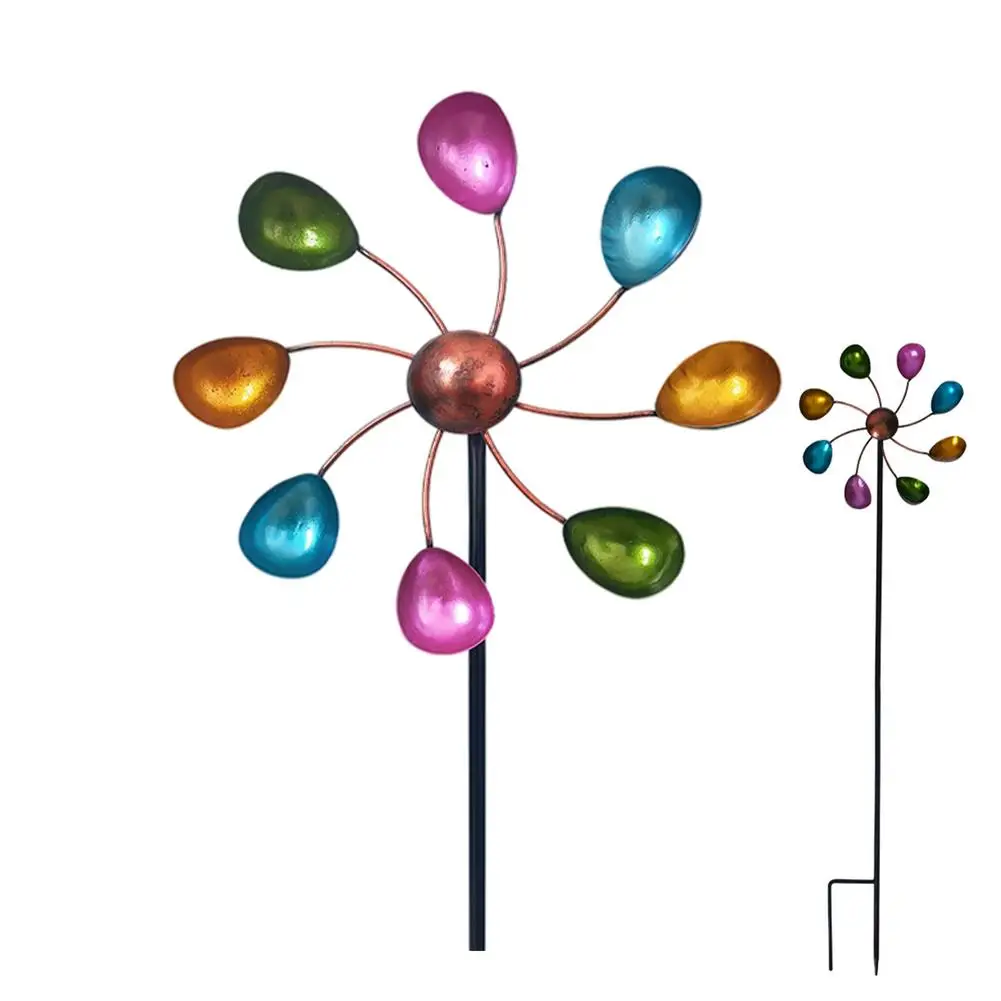 

Wind Spinners Outdoor Metal Kinetic Wind Sculptures 35.4 Inch Double Windmill Spinner With Stable Metal Stake For Outdoor Yard