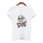 Женская летняя одежда, Милая футболка с графическим рисунком, женские топы в стиле Харадзюку, хлопковые футболки, винтажный белый укороченный топ с мангой