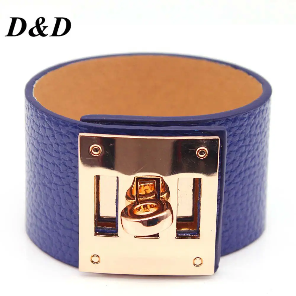 Женские кожаные браслеты D & широкие золотистые в европейском стиле массивные