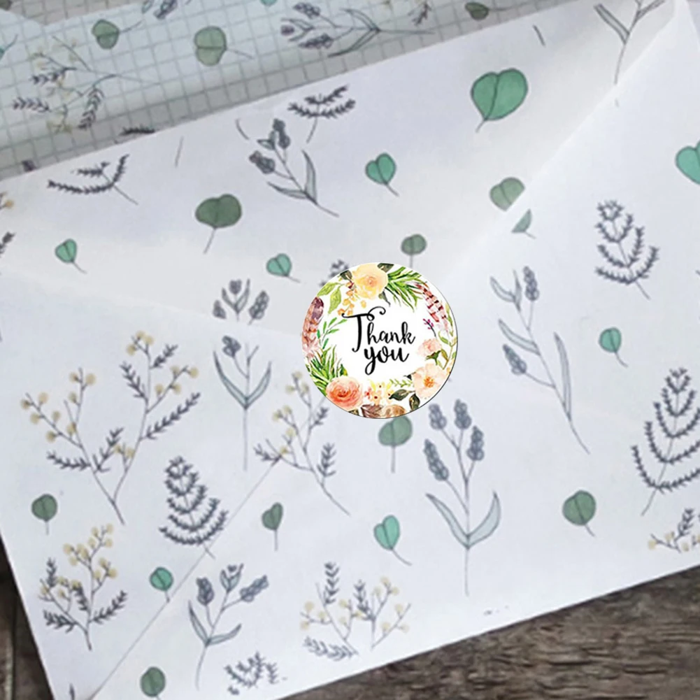 

500pcs/Roll Round Floral Thank You Sealed Label Sticker Gift Wrapping Label Packaging Seal Autocollants d'tiquettes