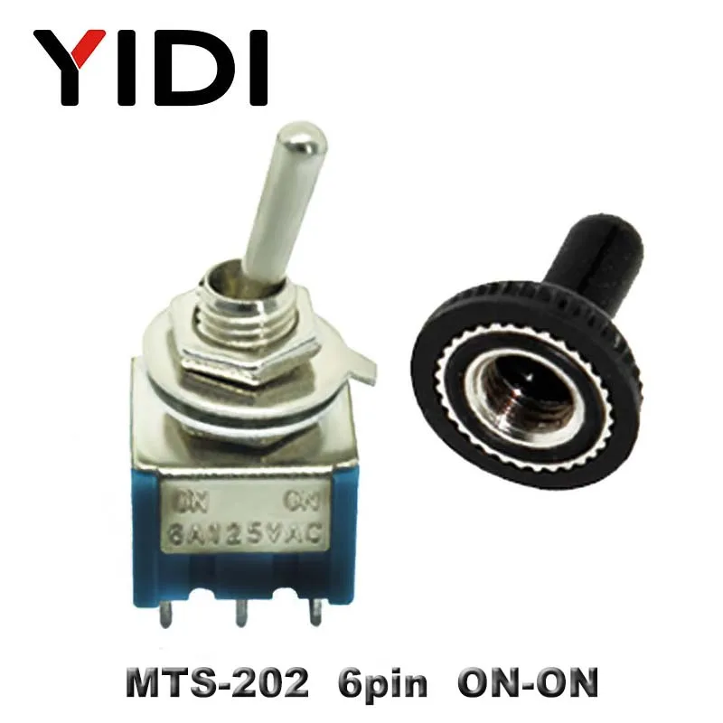 MTS-202 Blue 6A 125VAC мини 6 мм МТС 102 103 202 203 302 303 402 403 рычажный Переключатель ВКЛ/ВЫКЛ SPDT DPDT on off на 3PDT с водонепроницаемой крышкой - Цвет: MTS-202 Blue