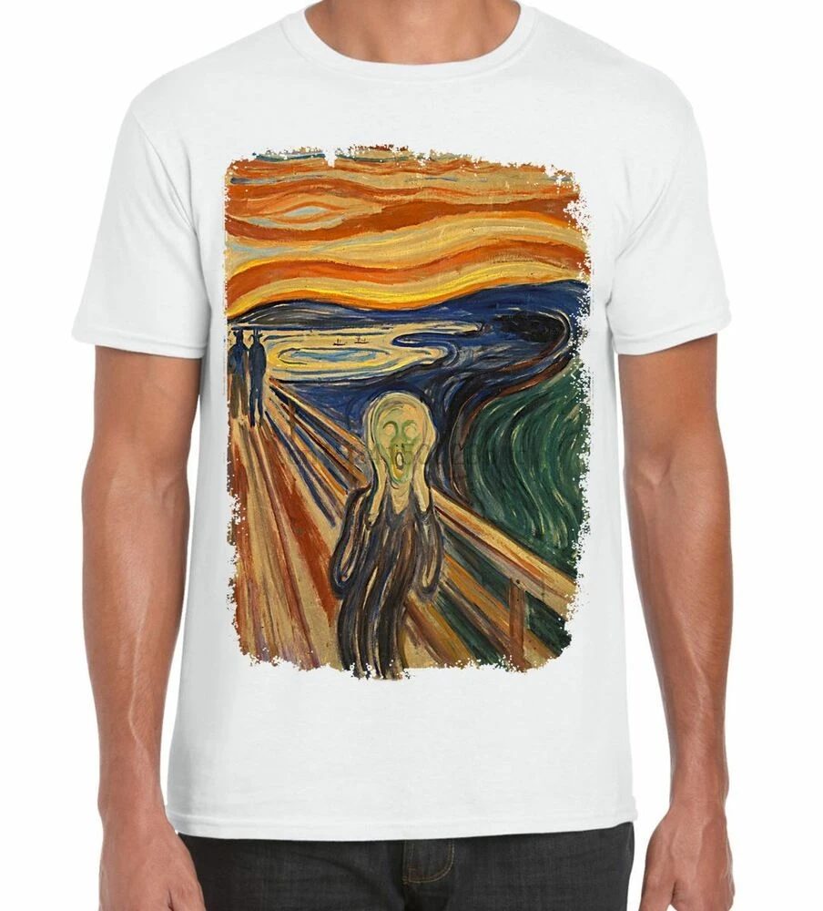 Edvard Munch The Cry Большая мужская футболка с принтом-изобразительный дизайн |