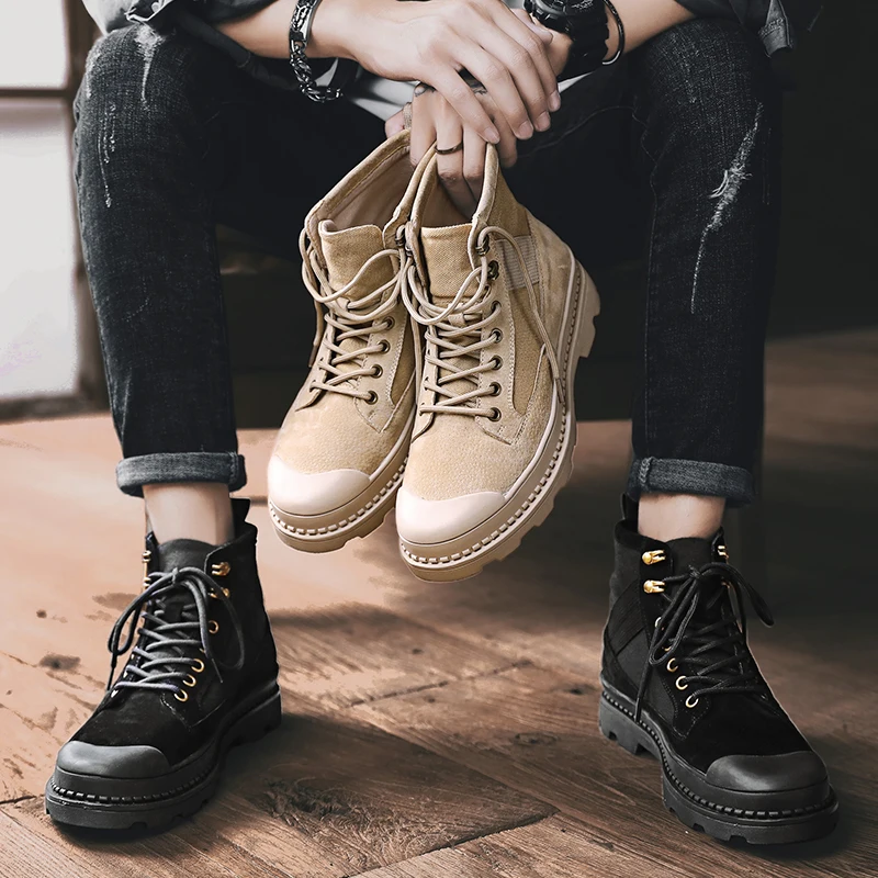 Ankle Boots Mens winter New sale Fashion casual work safety shoes for male Canvas Breathable trainers sneakers sports cowboy | Обувь