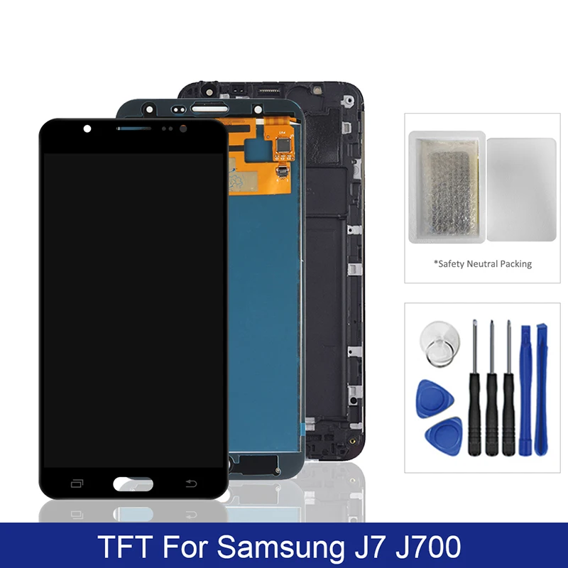 

ЖК-дисплей для Samsung Galaxy J7 2015, сенсорный экран, дигитайзер в сборе, TFT на SM J700H J 7 2015 700H SM-J700F 100% тест
