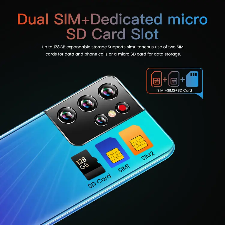 

Smartphone Android 10 S21U 6.1In Face Fingerprint ID Cheap Smart Phone 4+64GB Dual SIM 16+32MP MTK6889 8 Core Mobile Phones
