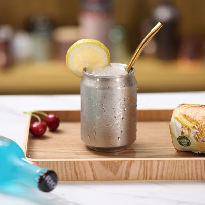 Серебристые кружки колы из нержавеющей стали без металлической соломы