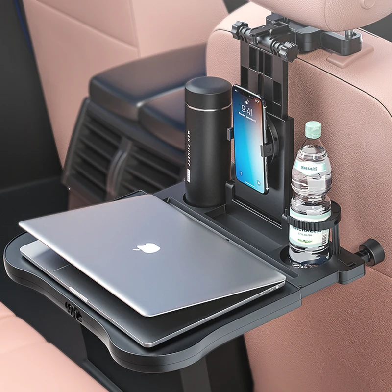 

Car dining table 360° rotary car chair back computer tray beverage shelving multifunctional folding table