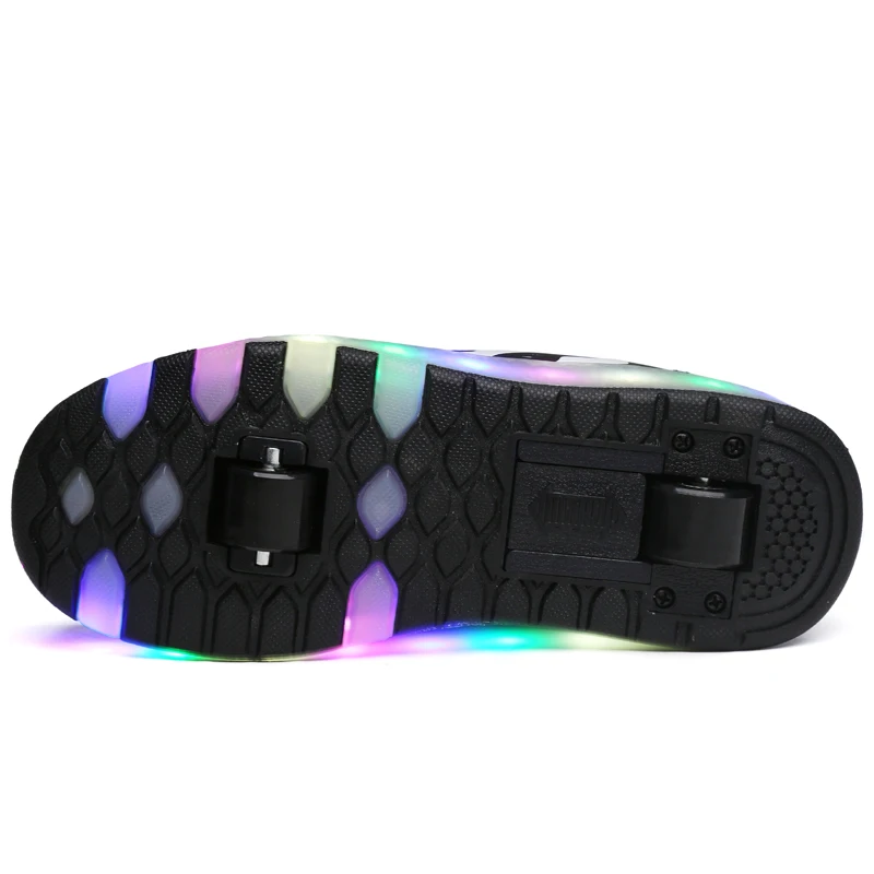 JawayKids Size 27-43 Wheels Shoes for Child and Adult Luminous Roller Skates with Double Wheels LED Shoes for Boys and Girls