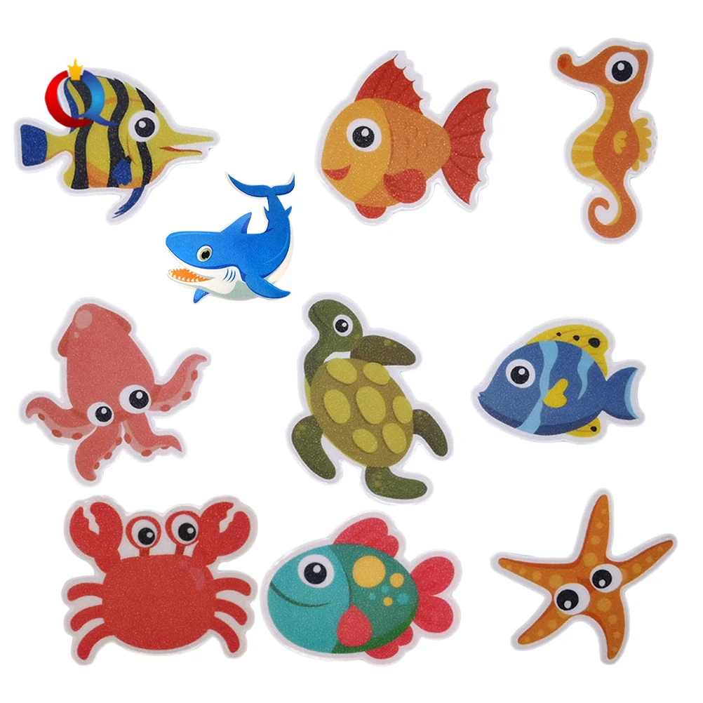 

10Pcs Cartoon Design Bathtub Stickers Funny Anti-Slip Bath Tub Frosted Stickers