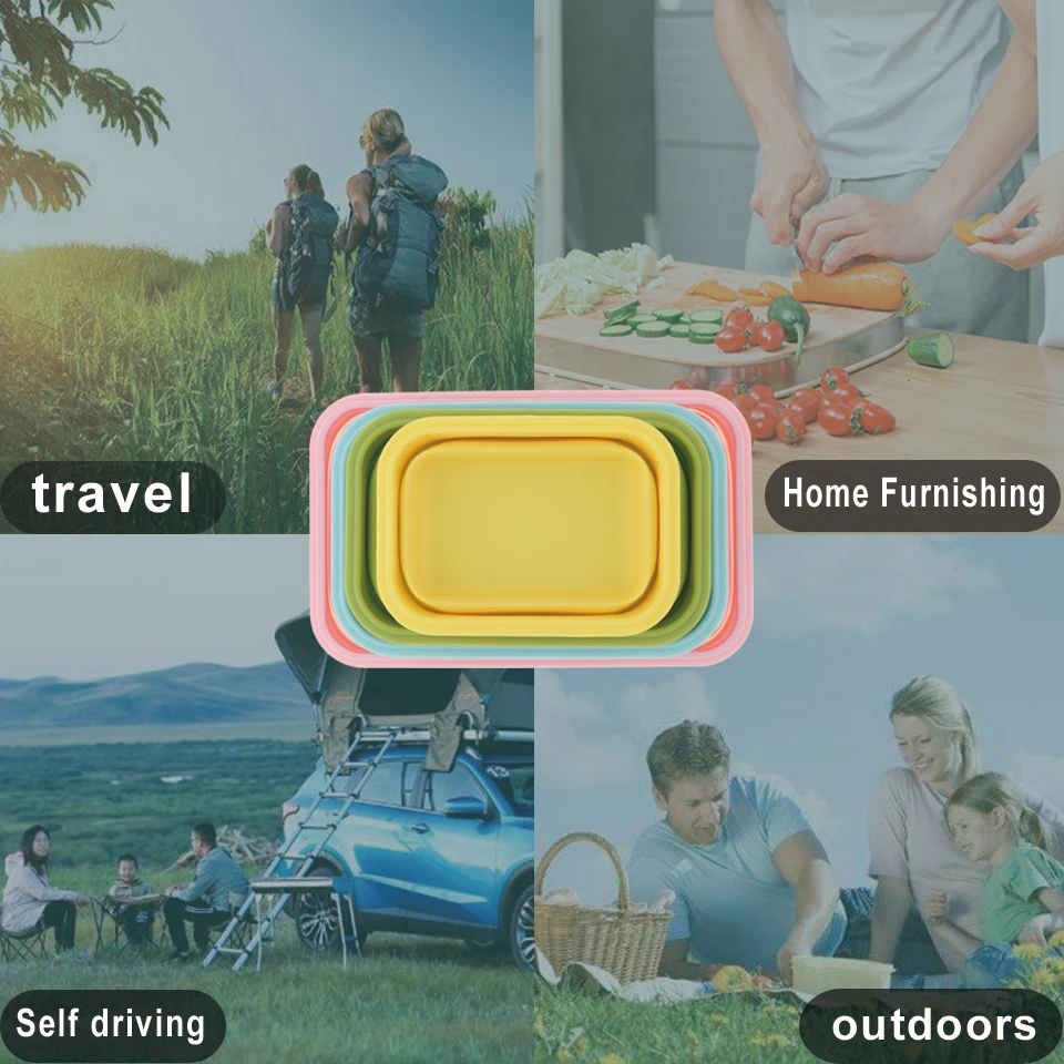 Складная портативная миска Bento силиконовая коробка для завтрака контейнер
