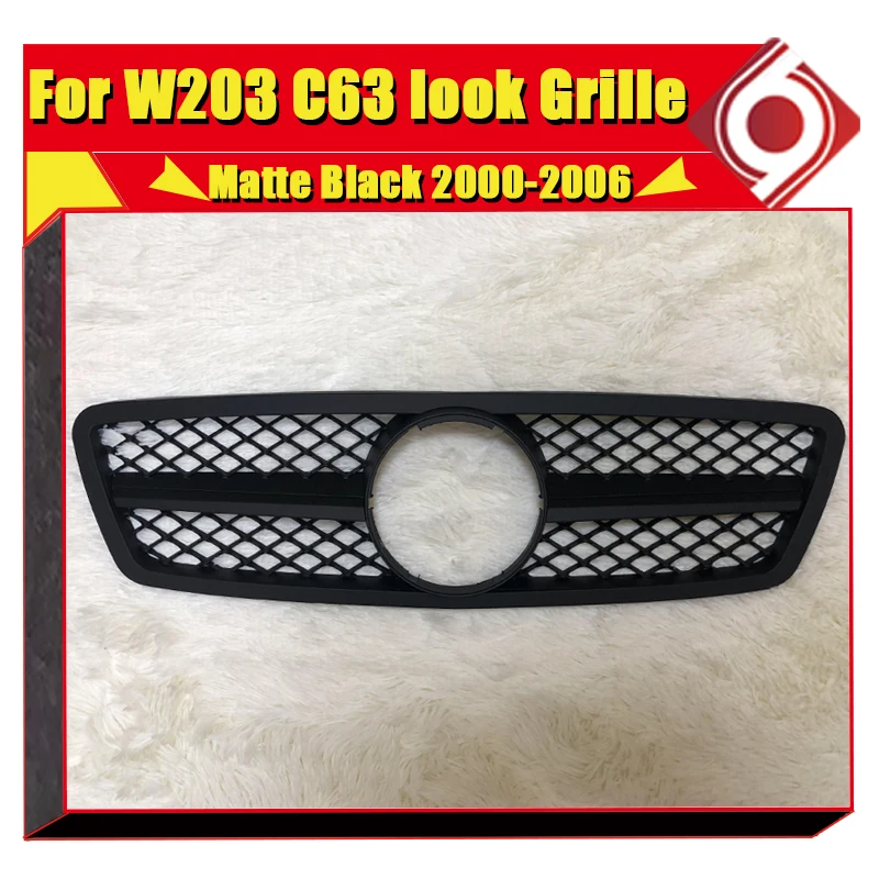 Для Mercedes C Class C203 W203 Sedan Sports C63 Grill Grills ABS Matter Black Add on Style прямая 1:1 замена 2000-06 |