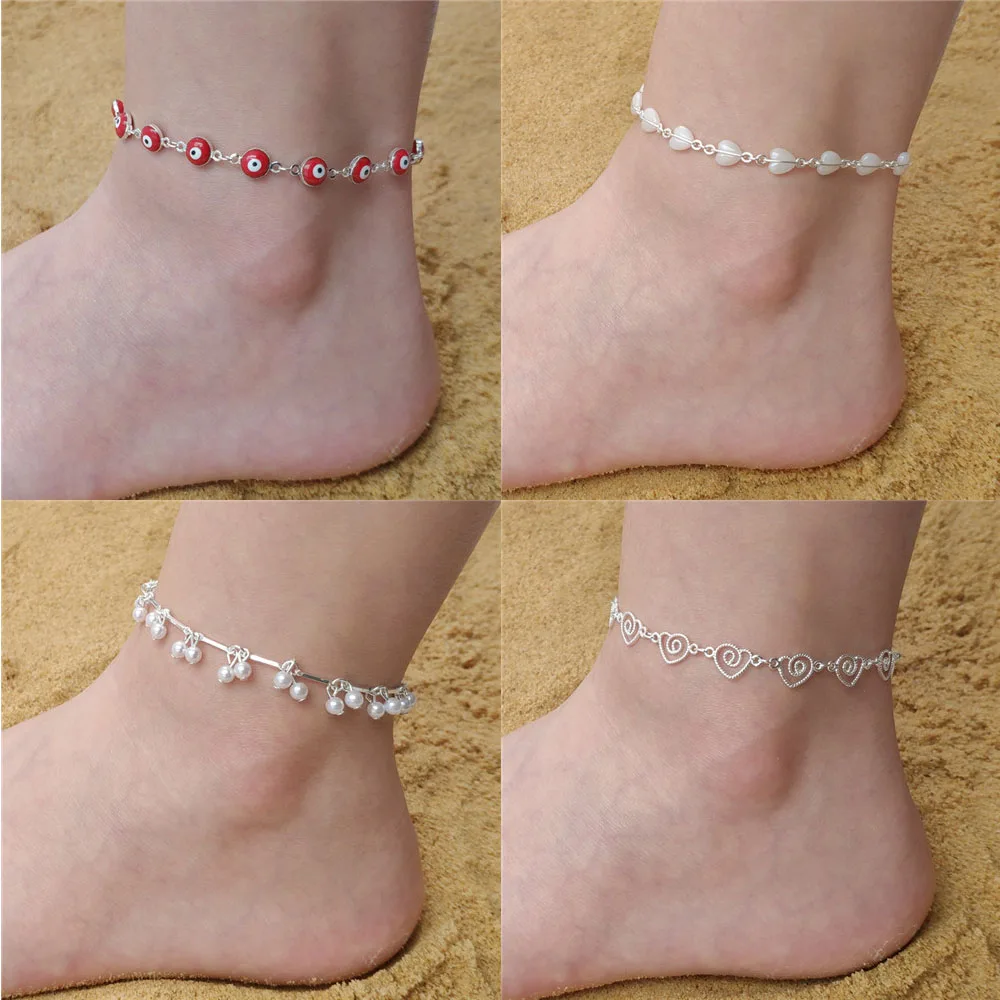 2021 Горячая Серебряная пластина 16 видов стилей ножной браслет лодыжки цепь ноги