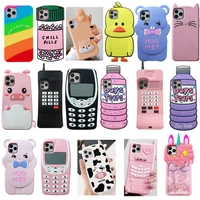 for iphone 6 6s 7 8 plus x xr xs max 11 12 pro max mini 3d cartoon cute animal soft silicone case phone back cover shell skin