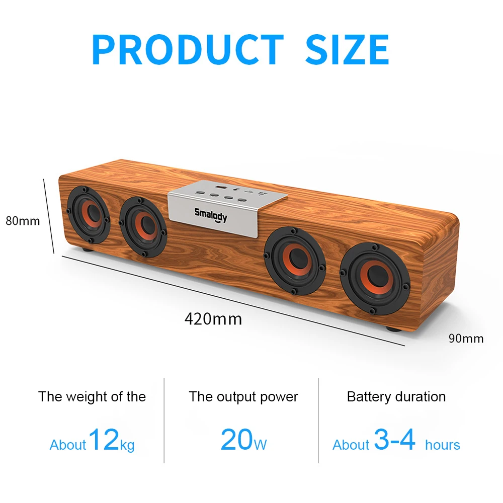 

High-Power 42cm Speaker Retro Wooden Bluetooth Speaker Home Mobile Phone Wireless Subwoofer Computer Audio