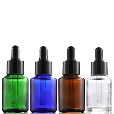 

30ml 1 oz Amber Clear Green Blue glass dropper bottle essential oil bottle with black dropper cap serum containers