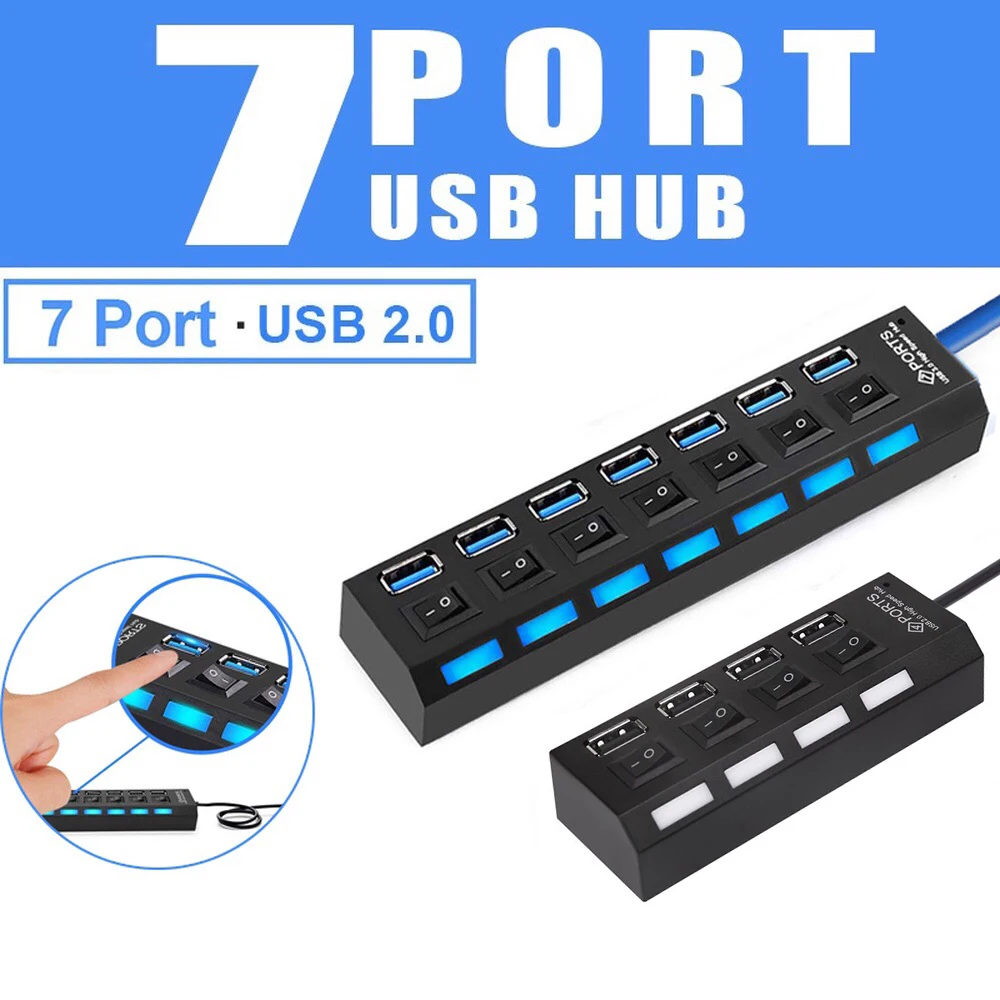 USB 2 0 концентратор usb хаб Мульти разветвитель Применение Мощность адаптер 4/7 Порты