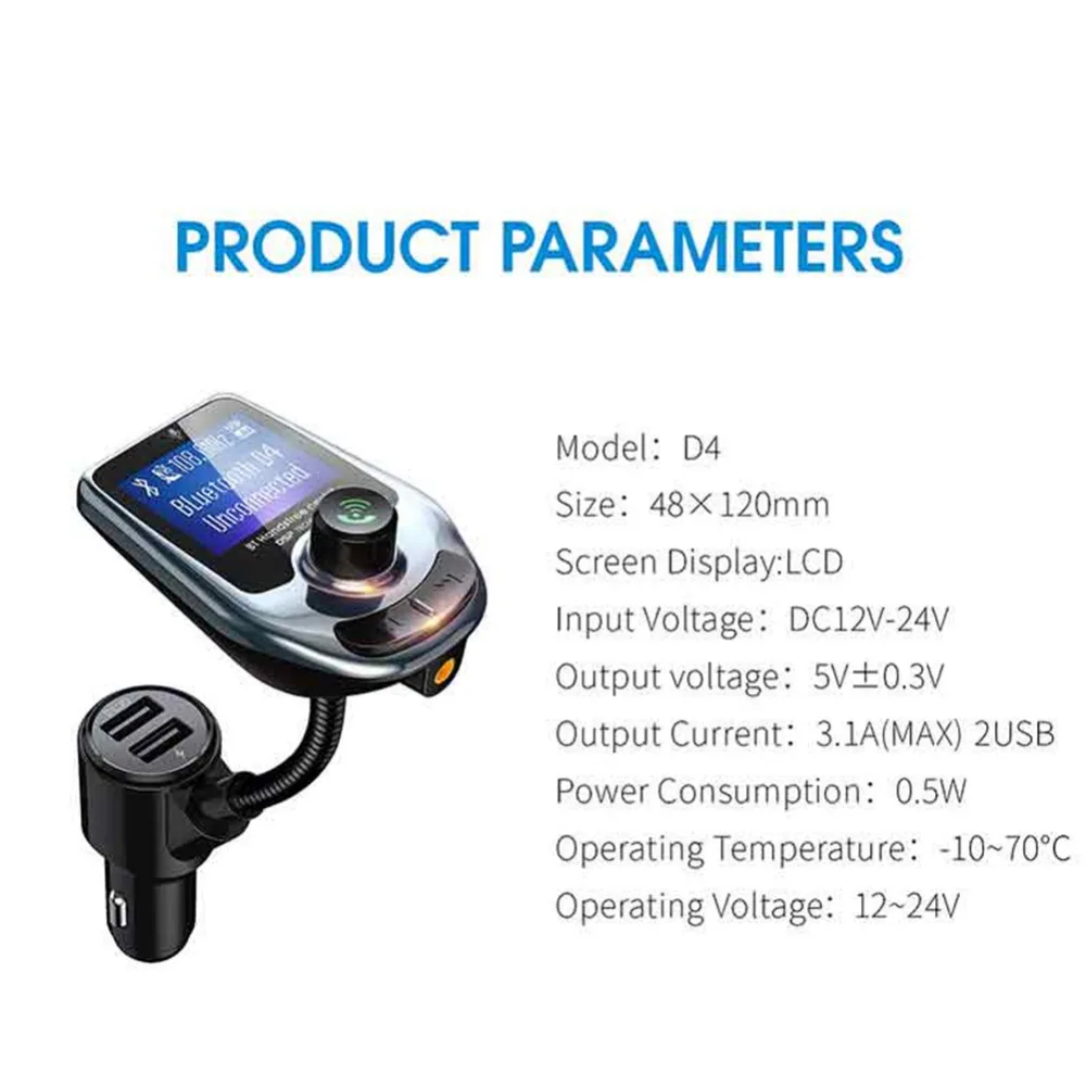 Беспроводной Bluetooth MP3 радио передатчик адаптер автомобильный Bluetooth FM передатчик USB зарядное устройство AUX вход с ЖК-дисплеем музыка Playe