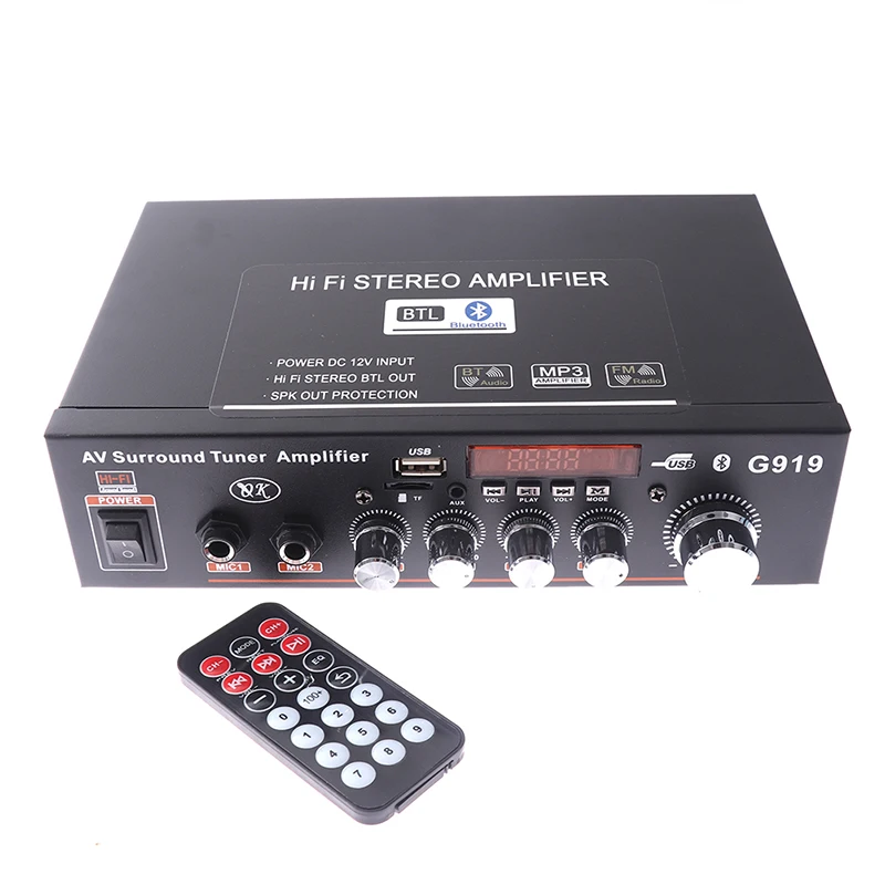 USB DC/ AC мощность аудио музыкальный плеер 110V/220V Цифровой усилитель bluetooth Hi Fi стерео