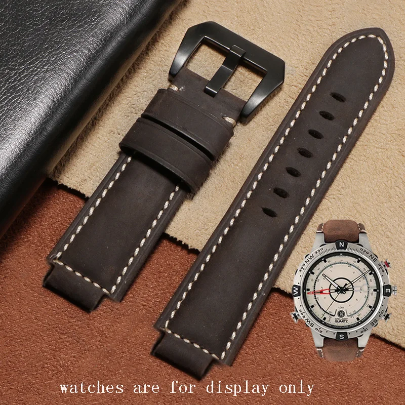 

Retro Genuine Leather Strap Replacement Timex T2N720 T2N721 Sereis Cow Leather Watchband Men's Bracelet 24*16mm