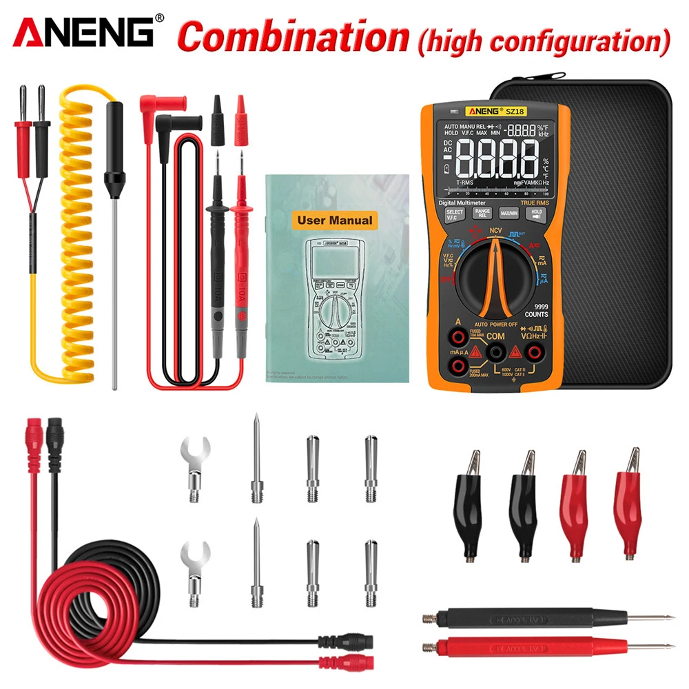 

ANENG SZ18 Digital Multimeter 9999 Counts True RMS Analog Tester DIY Square Wave Output Transistor Capacitor Testers Meter