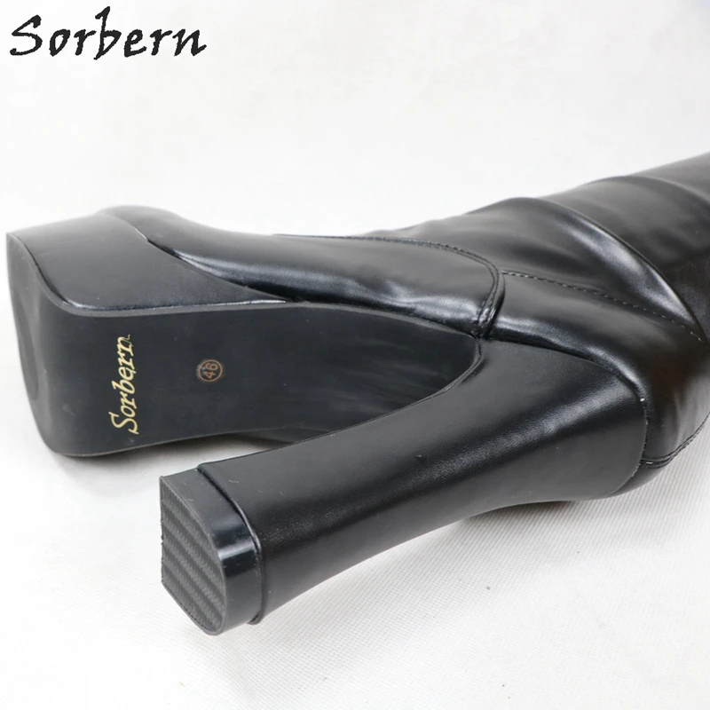 Sorbern/сапоги с квадратным каблуком 12 см; женские сапоги до бедра на платформе со шнуровкой и шаговым швом; готические сапоги для костюмированной вечеринки; цвет красный, матовый;